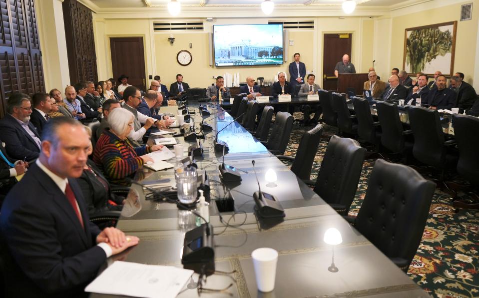 Tribal leaders address House lawmakers Tuesday.