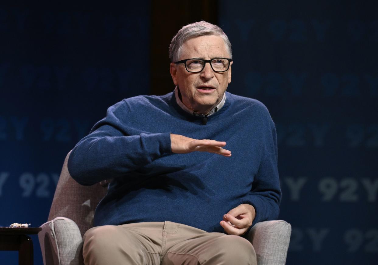 Bill Gates discusses his book "How to Prevent the Next Pandemic" at the 92nd Street Y on May 3, 2022, in New York. 
