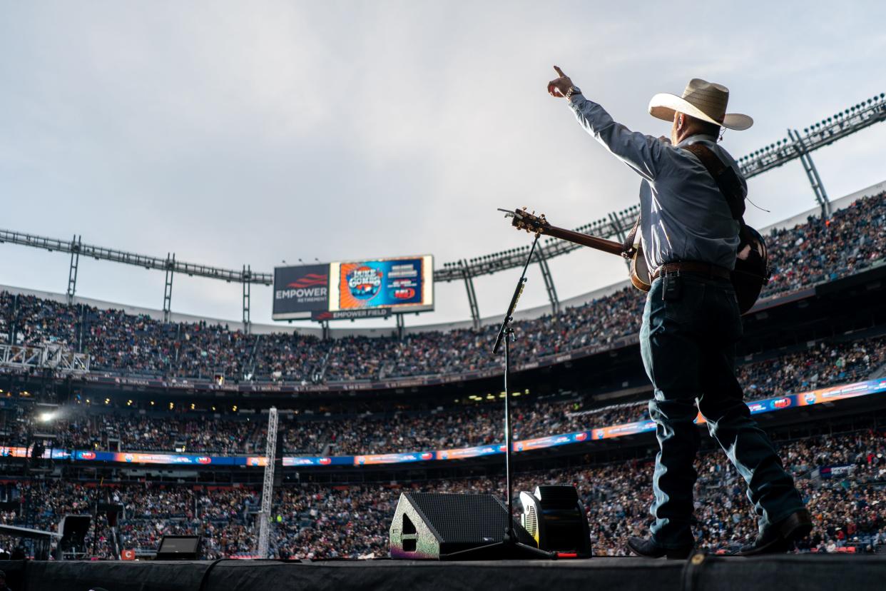 Cody Johnson opens for Luke Combs at Empower Field at Mile High in Denver on Saturday, May 21, 2022. The show kicked off Combs’ first-ever headlining stadium tour.