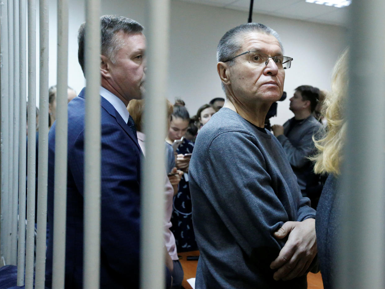 Russia's former economy minister, Alexei Ulyukayev, waits for the start of the court hearing on Friday: Reuters