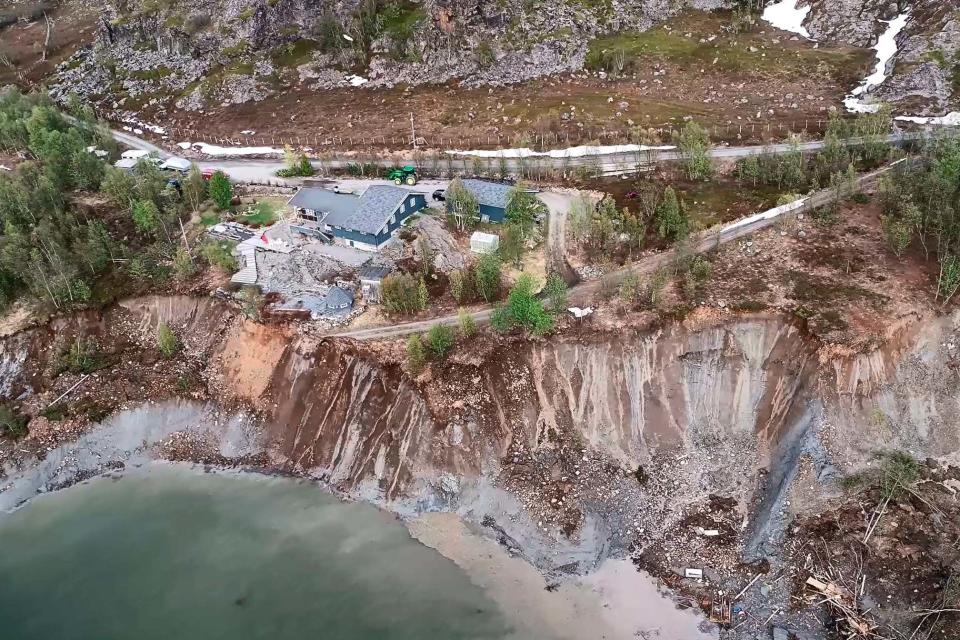 Falling rocks at the bay near Alta, Norway (AP)