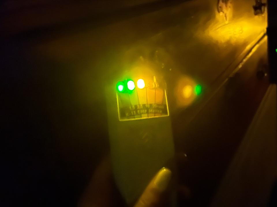 An EMF meter lights up on a ghost tour