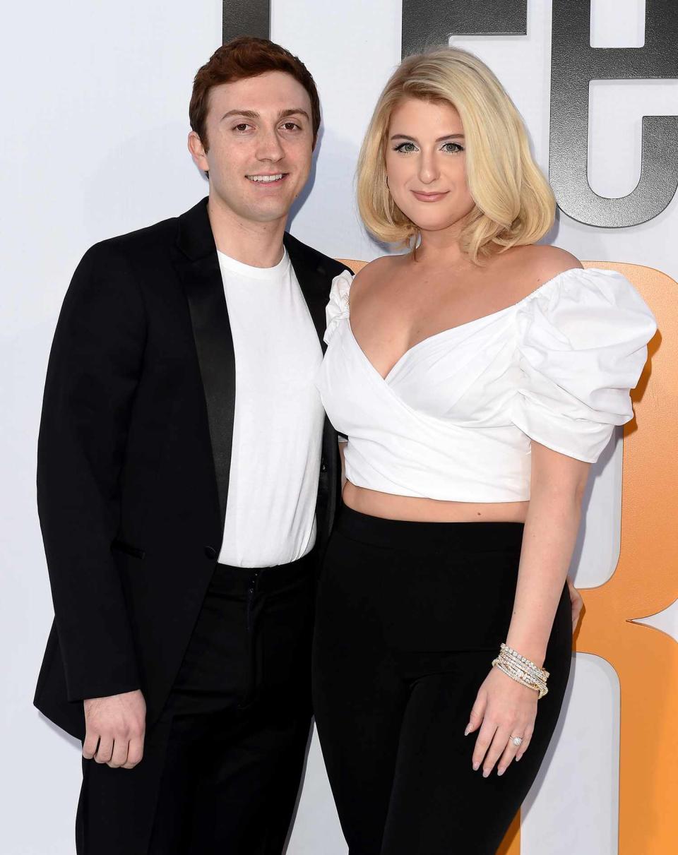 Daryl Sabara and singer Meghan Trainor arrive at the premiere of STX Films' 'I Feel Pretty' at Westwood Village Theatre on April 17, 2018 in Westwood, California