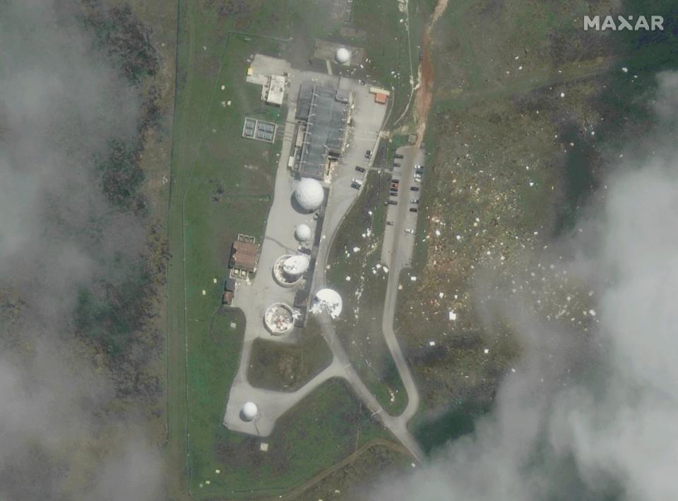 A satellite image shows a damaged NASA remote ground terminal after typhoon Mawar, in Dededo, Guam, May 26, 2023 (via REUTERS)