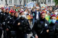 Participants take part in the Equality March, organized by the LGBT+ community in Kyiv