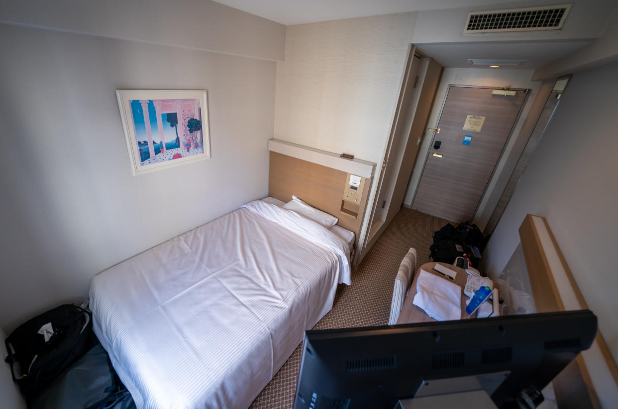 General view of a Tokyo hotel room used by members of the media during a quarantine period ahead of the Tokyo 2020 Olympic Games in Japan. Picture date: Thursday July 22, 2021. (Photo by Danny Lawson/PA Images via Getty Images)