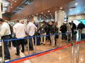 Foreign employees of oil companies, are seen leaving Iraq at the airport of Basra