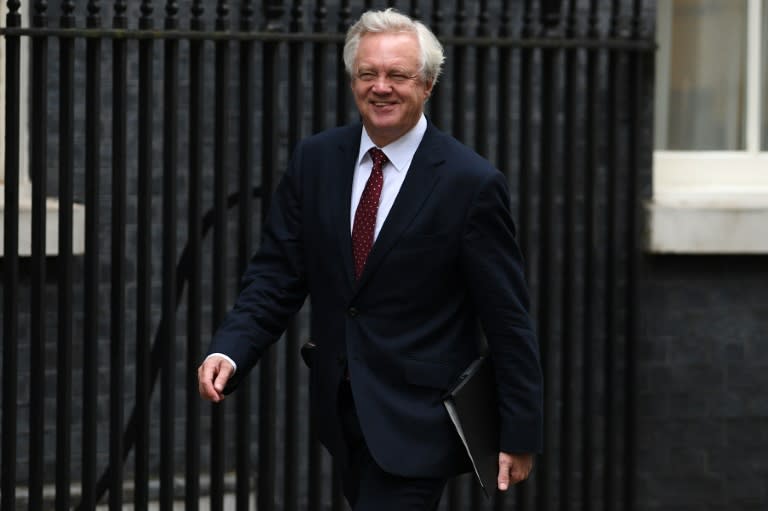 British Secretary of State for Exiting the European Union David Davis arrives for a cabinet meeting at 10 Downing Street