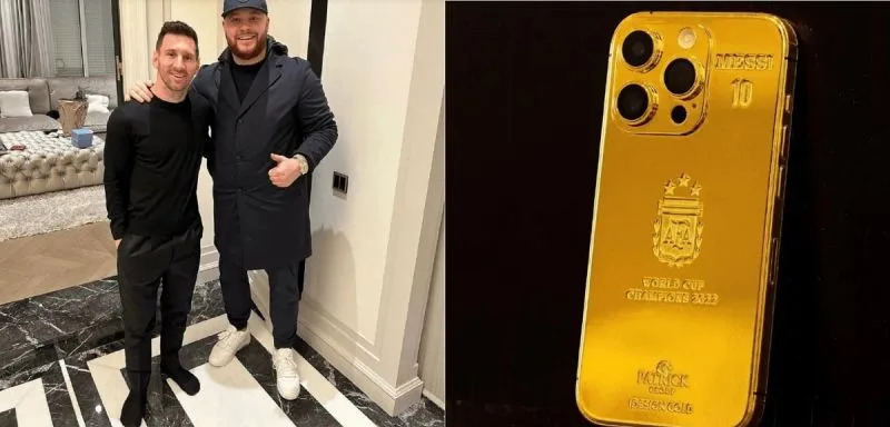 ▲梅西贈送給所有世界盃阿根廷隊的隊友訂製了一台24K金的iPhone 14。（圖／取自iDesign Gold IG）
