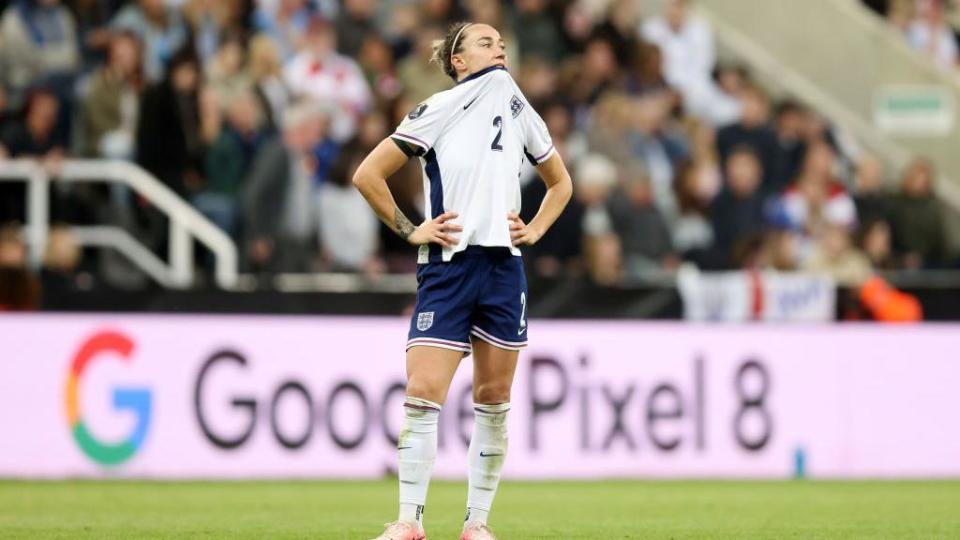 Lucy Bronze reacts to England's defeat