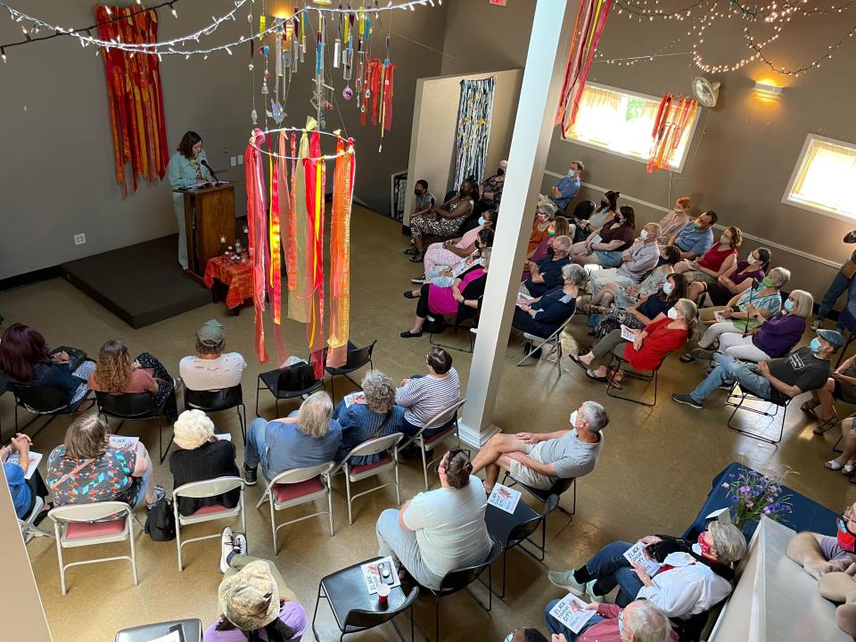 Author Mackenzie Berry reads poems from her debut book, 'Slack Tongue City' in Louisville, Kentucky.