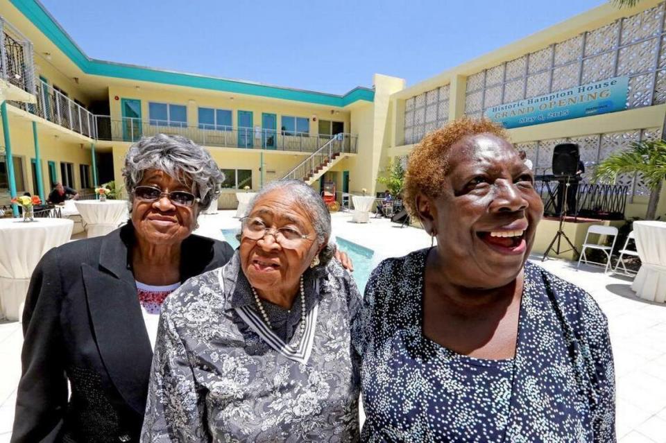 Martha Day, Nancy Dawkins, and Rena Green, at the reopening in 2015 of the historic Hampton House motel where Black visitors stayed during the era of segregation in the 1950s and ’60s.