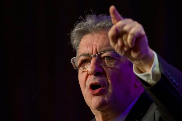 Le leader insoumis Jean-Luc Mélenchon, le 14 décembre 2023 à Rennes (GUILLAUME SOUVANT)