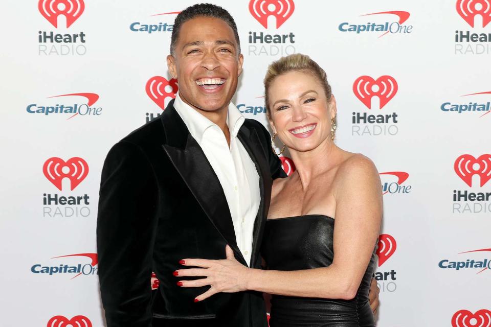 <p>Jesse Grant/Getty</p> T.J. Holmes and Amy Robach in Los Angeles, California in December 2023.