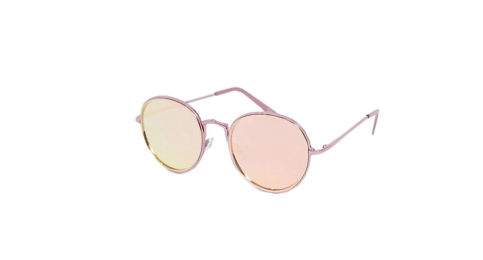 ASOS DESIGN oversized round pink sunglasses with flash lens (Photo: ASOS) 