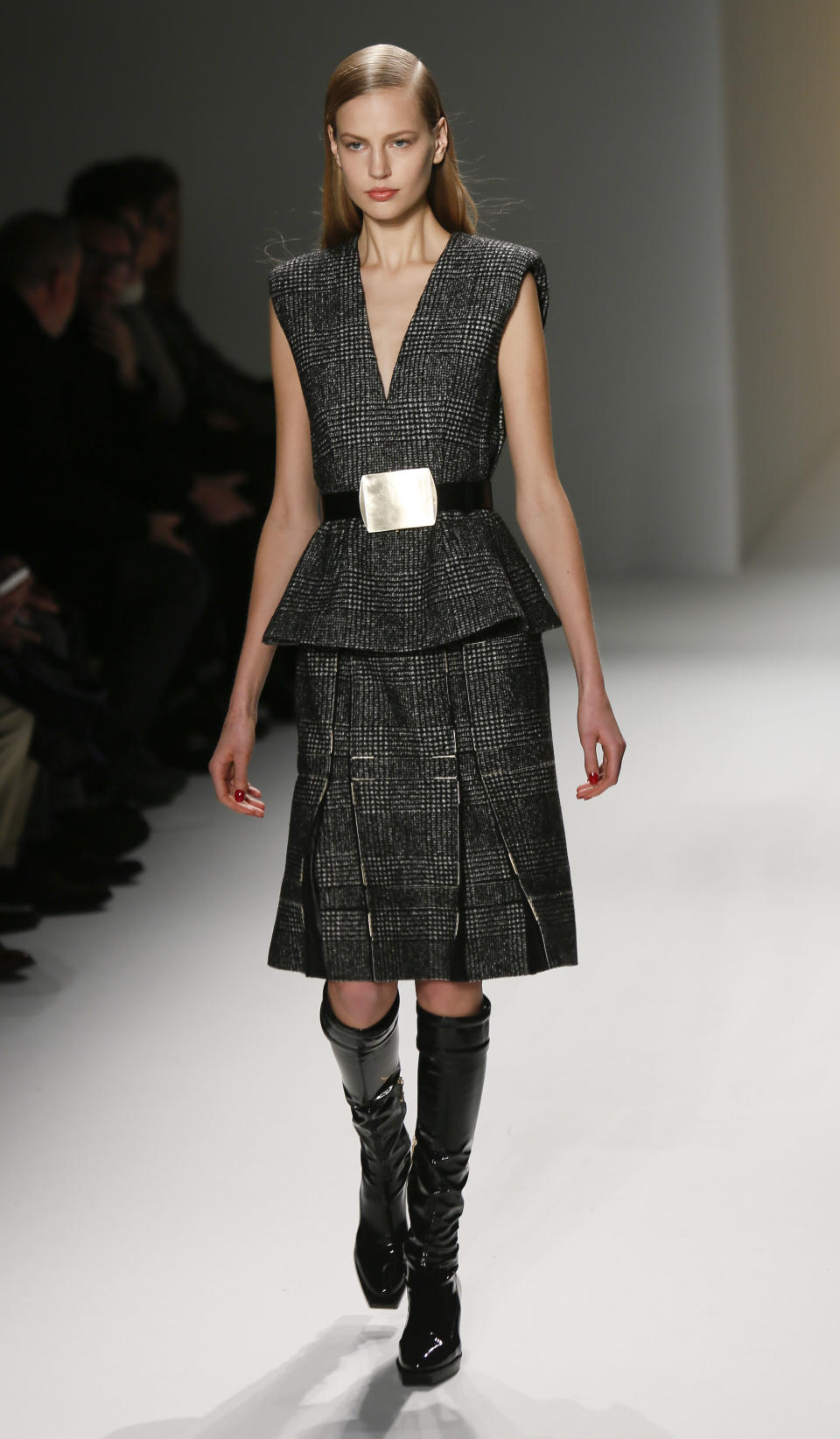 Fashion from the Fall 2013 collection of Calvin Klein is modeled on Thursday, Feb. 14, 2013 in New York. (AP Photo/Bebeto Matthews)