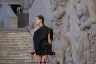 A model wears a creation for the Rick Owens ready-to-wear Spring/Summer 2023 fashion collection presented Thursday, Sept. 29, 2022 in Paris. (AP Photo/Francois Mori)