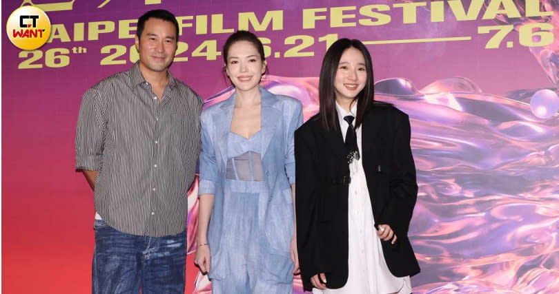 張孝全（左起）、許瑋甯、李沐出席《誰是被害者2》北影首映記者會。（圖／焦正德攝）