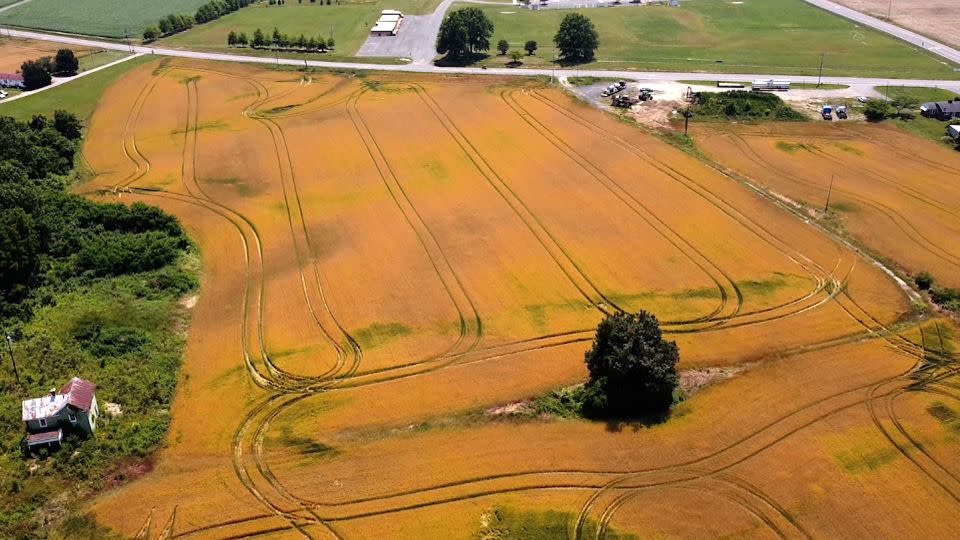 Part of the original 60 acres that Robert Haynie purchased in 1867 in Northumberland County, Virginia, as seen from above. - CNN