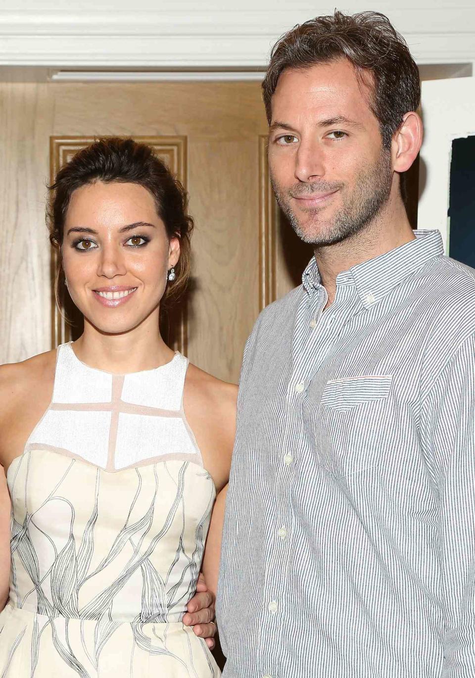 Aubrey Plaza (L) and writer/director Jeff Baena attend the "Life After Beth" New York Screening at Crosby Street Hotel on July 30, 2014 in New York City
