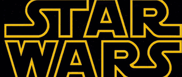 The image shows the "Star Wars" logo with large block letters outlined in yellow