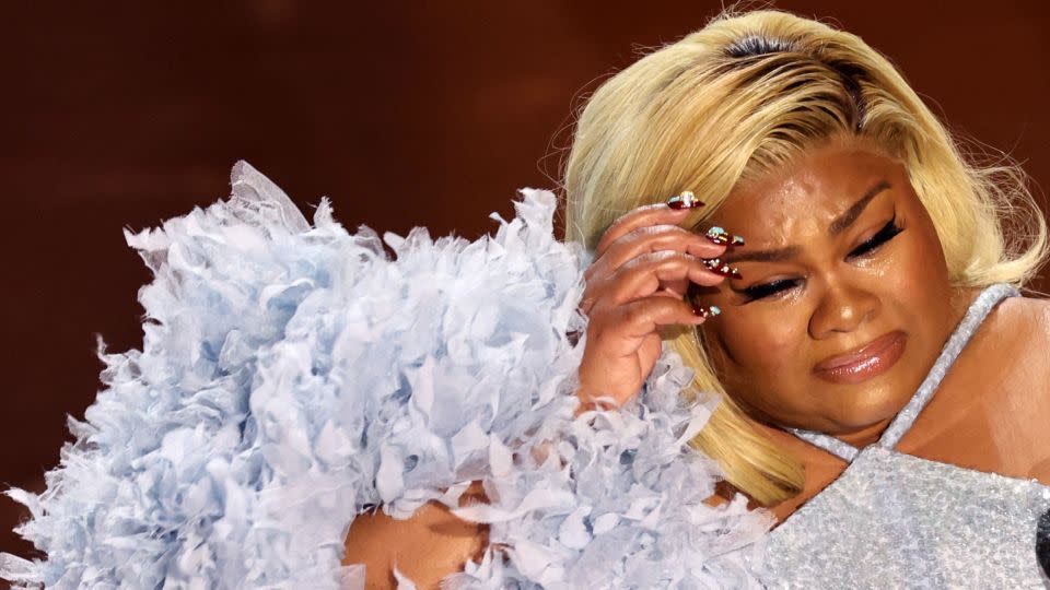 Da'Vine Joy Randolph reacting to winning the Oscar for supporting actress in 'The Holdovers' at the 2024 Academy Awards in Hollywood. - Mike Blake/Reuters