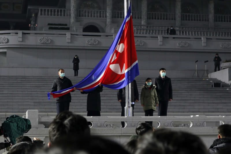 2022年元旦，北韓首都平壤新年升旗典禮（AP）