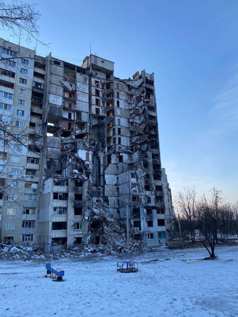 Barrio de Saltivka de Kharkiv, Ucrania