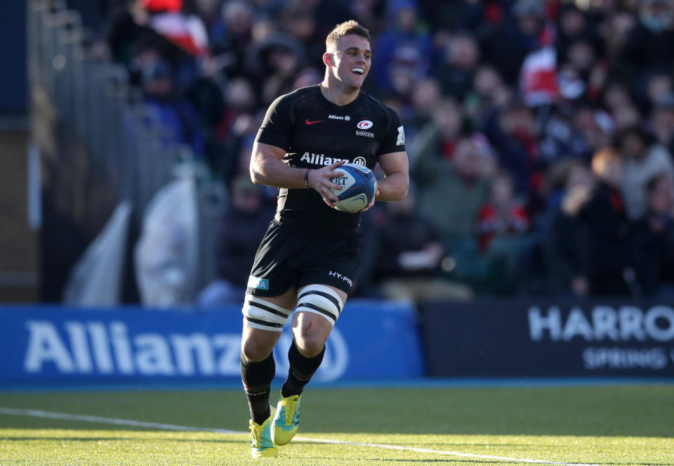 Ben Earl runs in to touch down for Sarries (Adam Davy/PA)