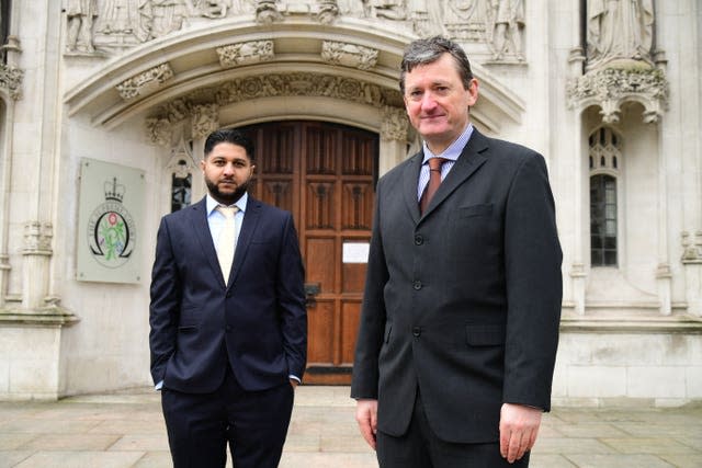 Uber drivers Yaseen Aslam (left) and James Farrar (Ian West/PA)