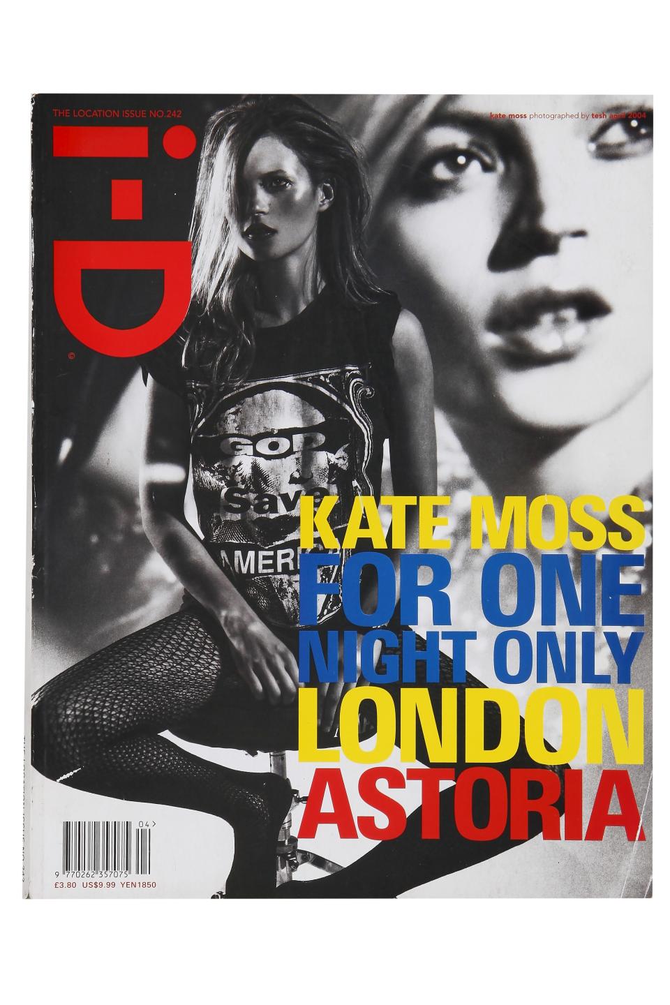 Kate Moss on the cover of the June issue of i-D magazine in 2004