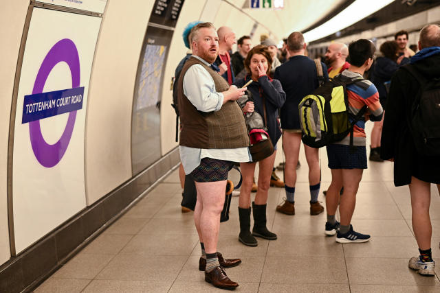 London Underground passengers partially disrobe for No Trousers Day