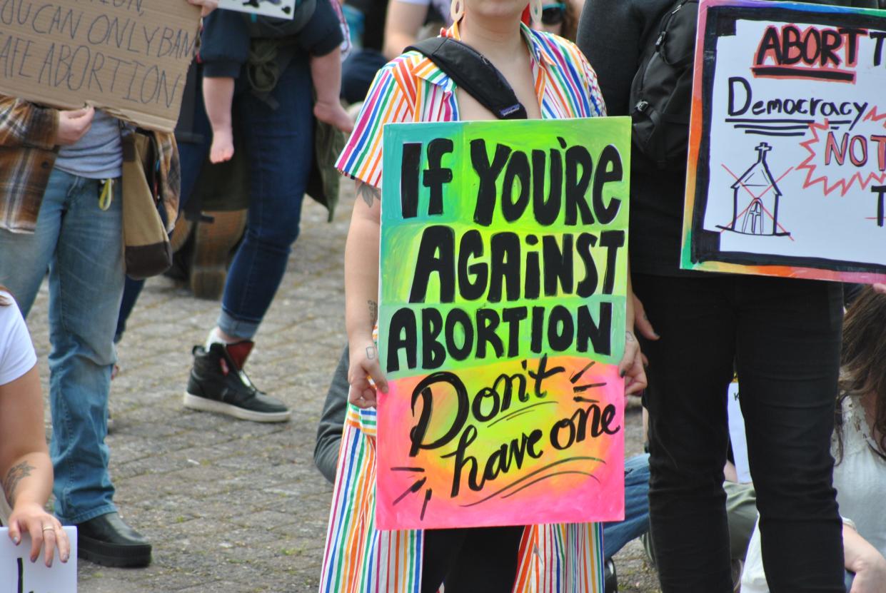 Hundreds gathered to protest the Supreme Court's leaked draft opinion to overturn the nearly 50-year precedent set by Roe v. Wade.