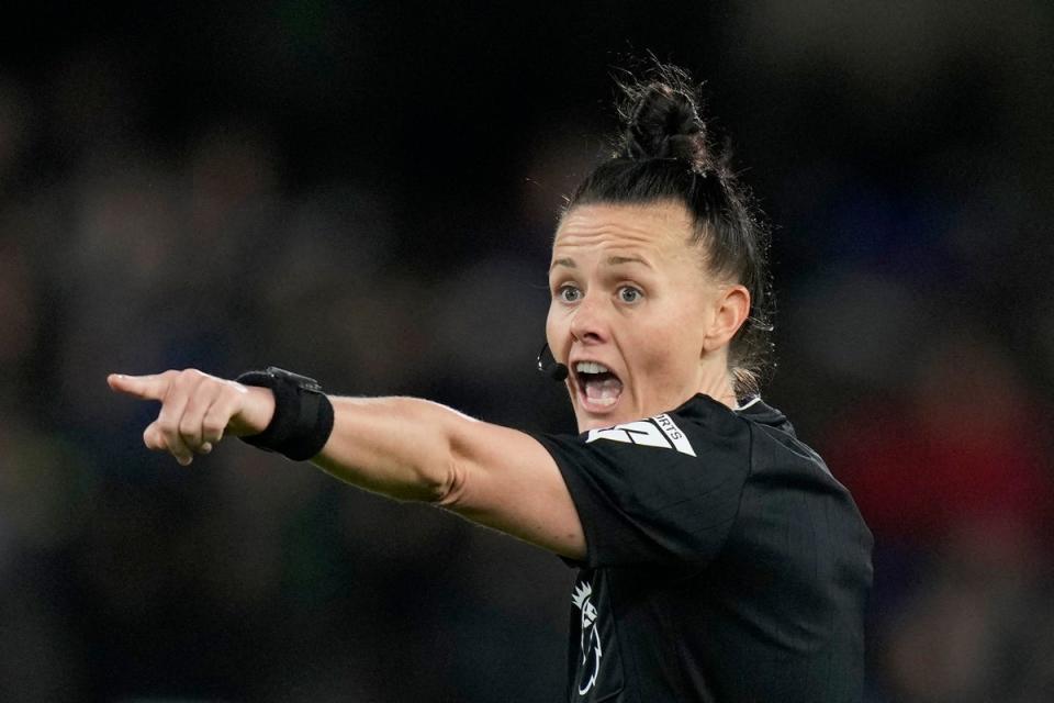 Rebecca Welch made history when she became the first female referee of a men’s Premier League match  (AP)