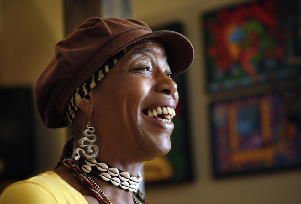 <p>Youree Dell Harris, better known as Miss Cleo the TV psychic, died at 53 on July 26. — (Pictured) Cleo Harris, best known as Miss Cleo the face and voice of the Psychic Friends Network television ads is shown in Lake Worth, Florida in 2009, where she lived and had an Internet radio show. (Lilly Echeverria/Miami Herald/MCT via Getty Images) </p>