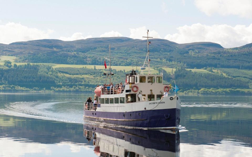 The Jacobite Queen ship sails in Loch Ness