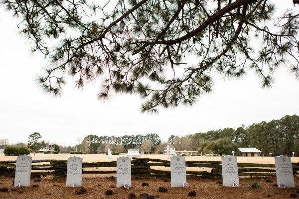 Tombstones mark the graves of unknown Confederate soldiers who were killed in the Battle of Bentonville. It was one of the last major battles of the Civil War - fought March 19-21, 1865 - and the largest battle ever fought on North Carolina soil.