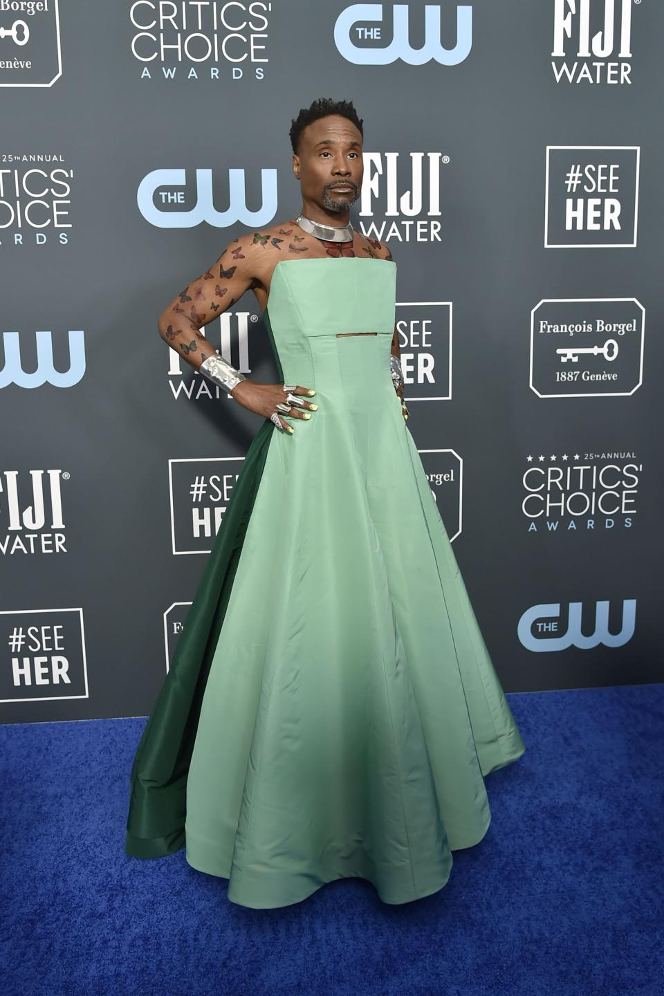 Billy Porter at the 2020 Critics' Choice Awards in green gown