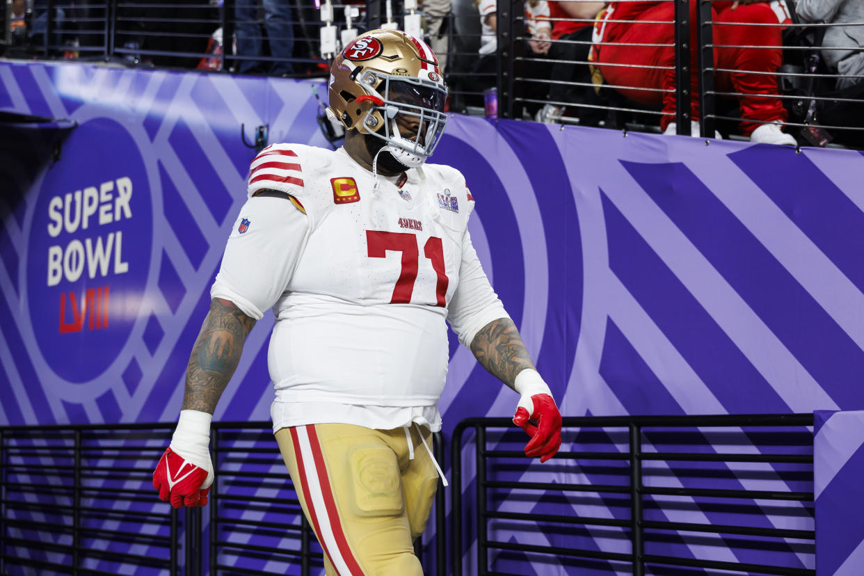 Trent Williams, 36, is a three-time First-team All-Pro and 11-time Pro Bowler. (Photo by Ryan Kang/Getty Images)