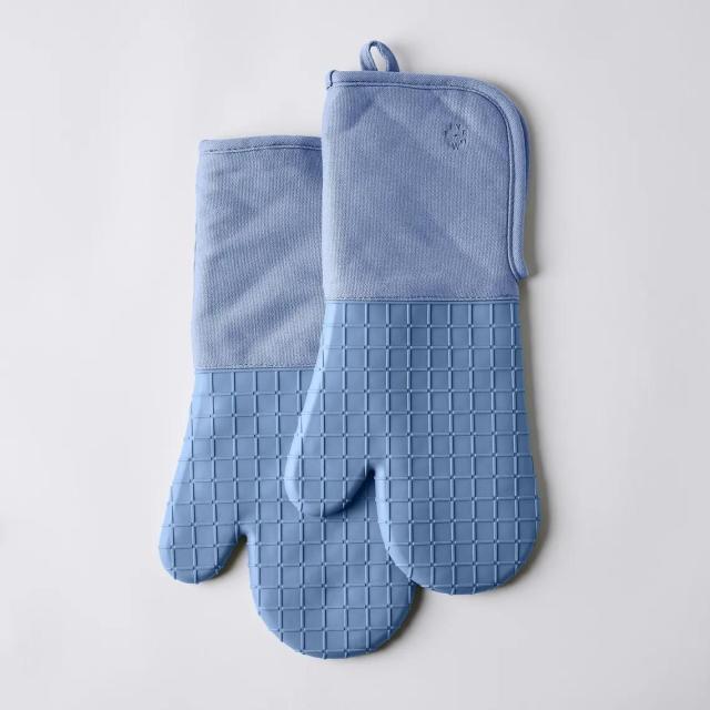 ARCLIBER Oven Mitts 1 Pair of Quilted Lining - Heat Resistant Kitchen  Gloves,Flame Oven Mitt Set,Grey