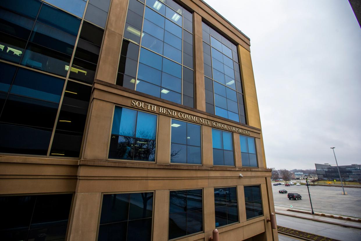 The exterior of the South Bend Community School Corporation Administration building Wednesday, March 23, 2022 in downtown South Bend.