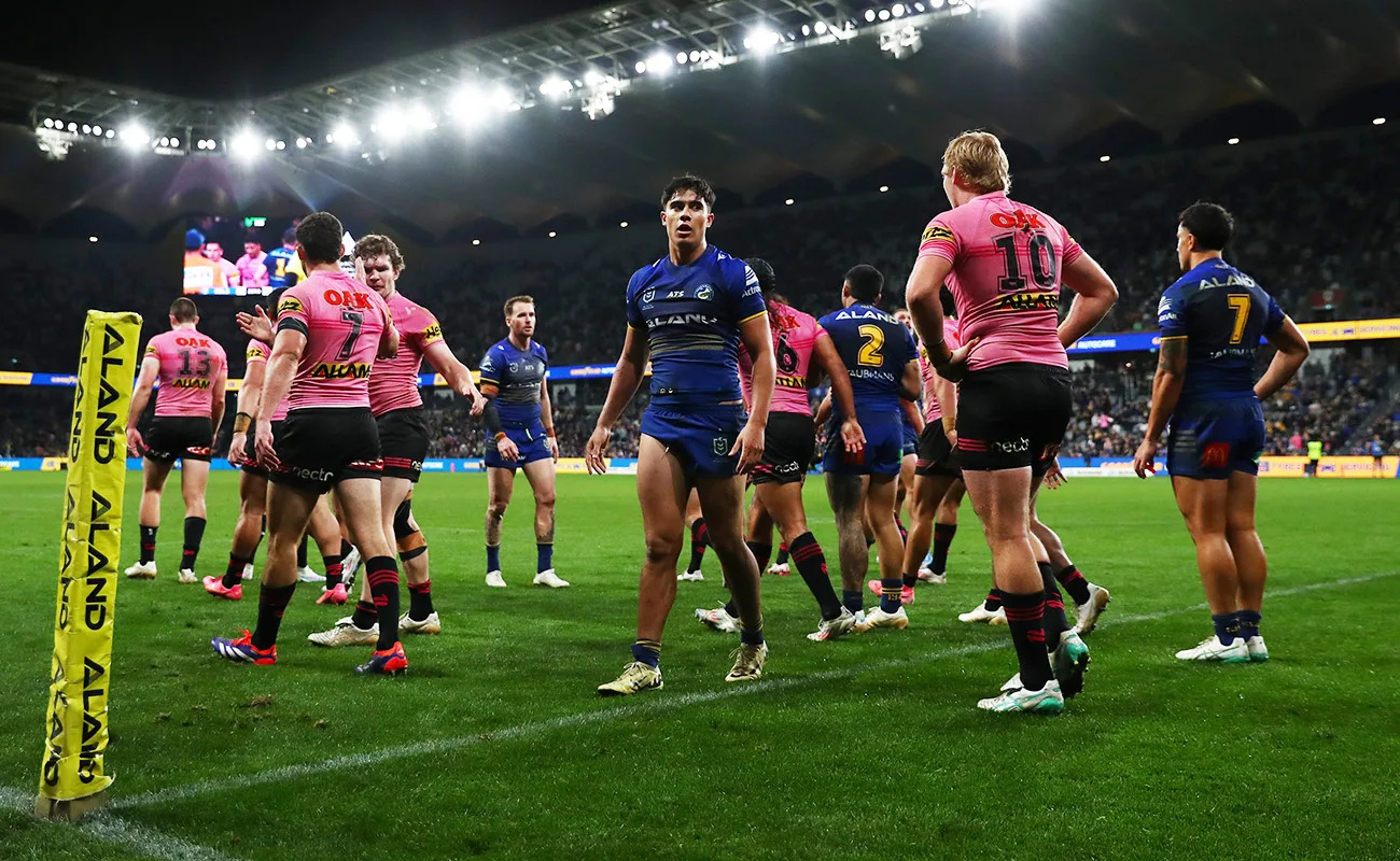 The Panthers scored three late tries to beat Parramatta. (Photo by Jeremy Ng/Getty Images)