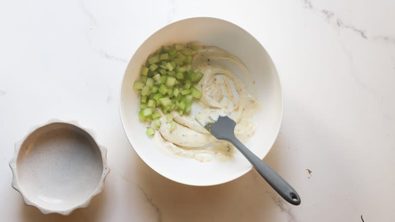 Celery added to bowl