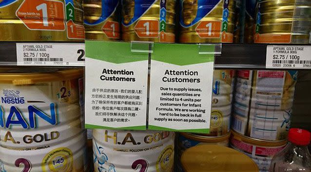 The differing limits of baby formula was noticed by a number of customers. Source: Facebook