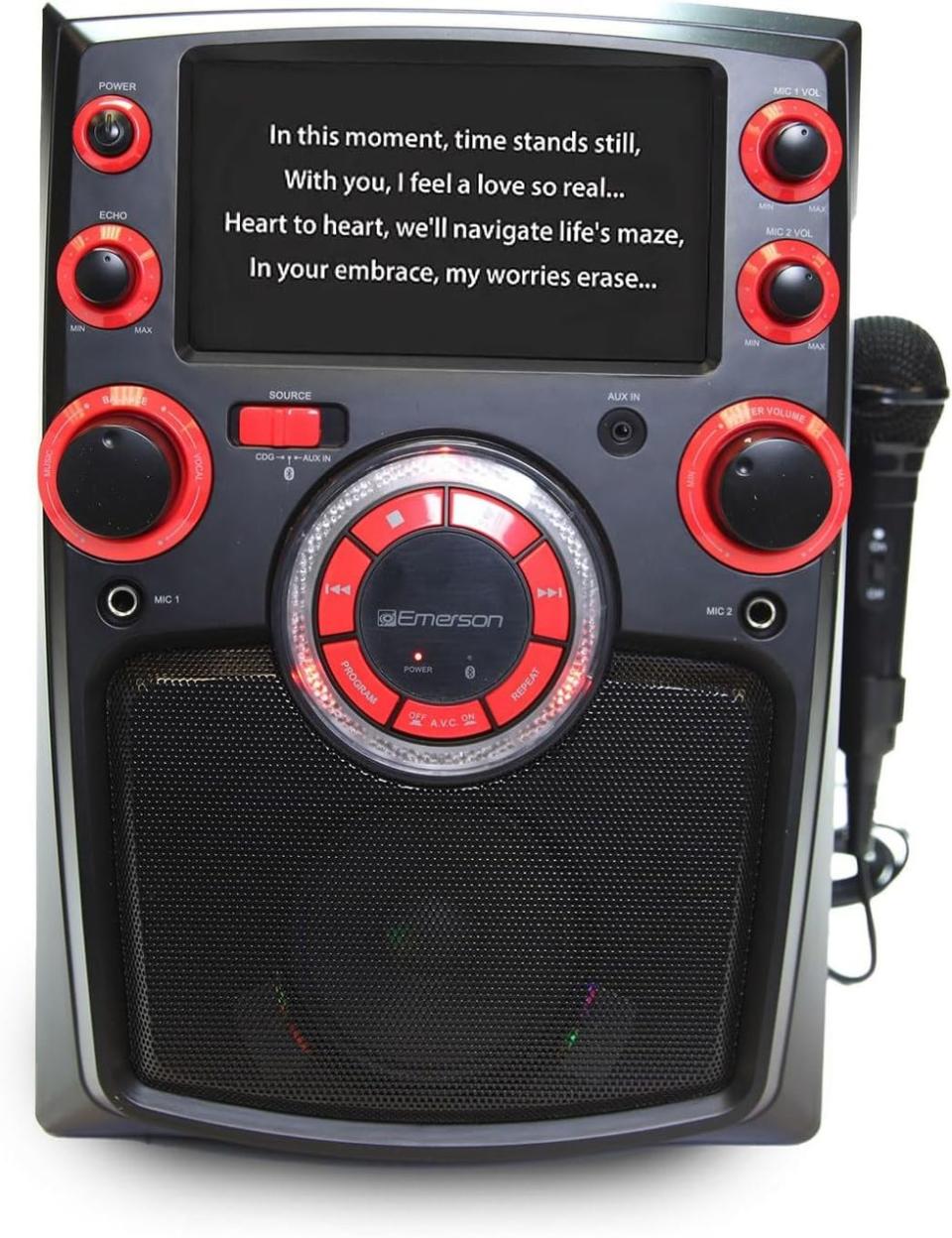 EMERSON - EK-6002 PORTABLE BLUETOOTH\u00ae KARAOKE SYSTEM WITH 7" LCD DISPLAY