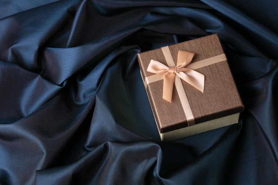 Gift box wrapped in bow