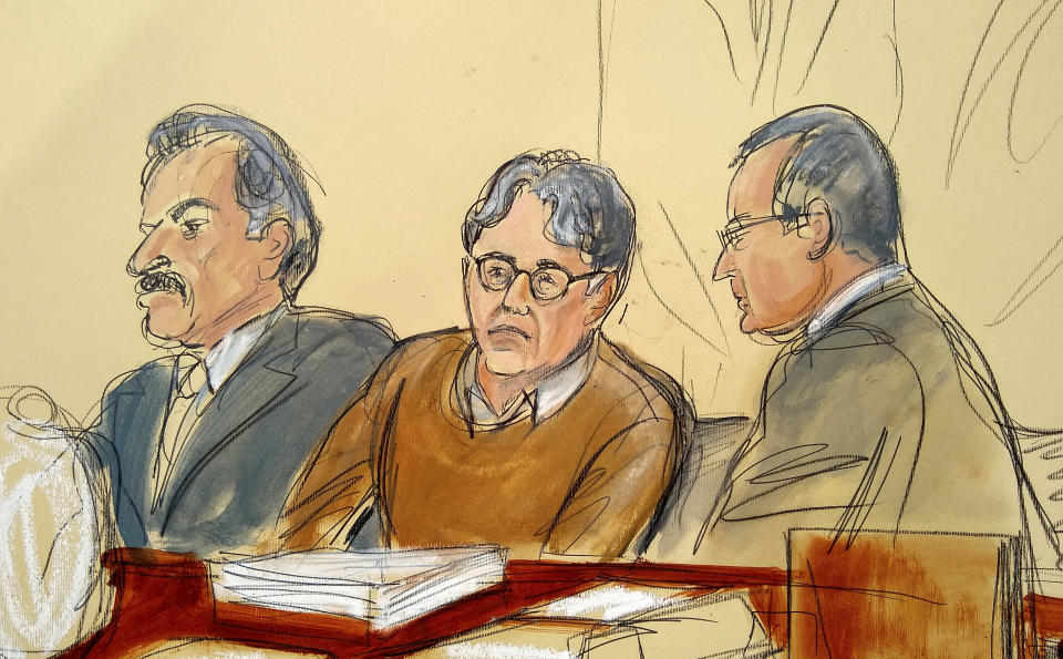 A courtroom drawing of Keith Raniere from May 2019 - Credit: Elizabeth Williams via AP