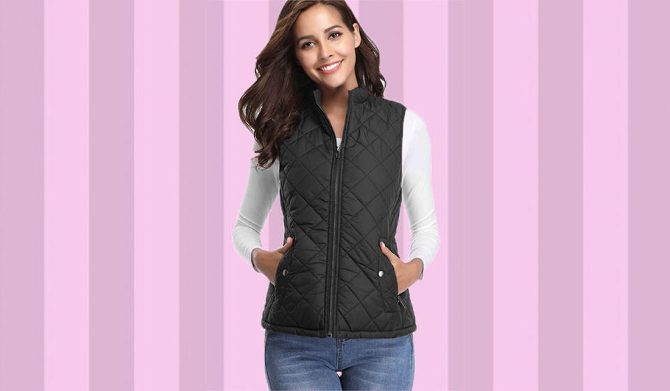 The most flattering down vest—just 25 bucks right now. Choose from 11 colors. (Photo: Amazon)