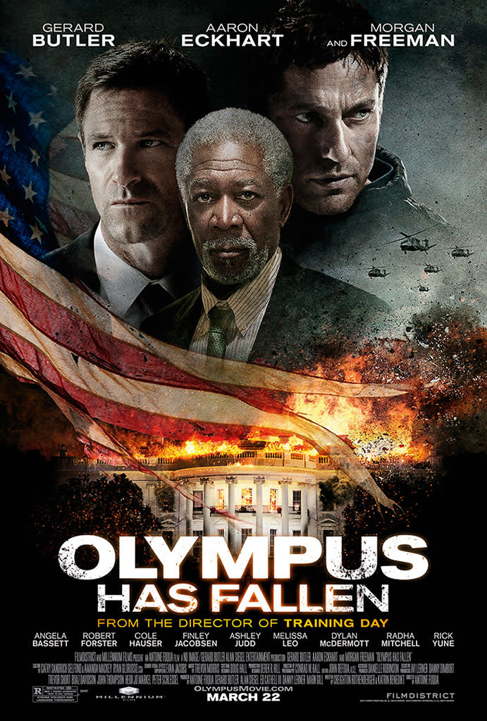 Gerard Butler, Aaron Eckhart and Morgan Freeman star in FilmDistrict's "Olympus Has Fallen" - 2013