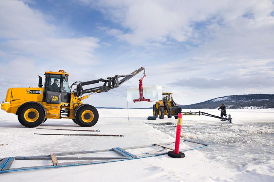 <p>Ice being harvested for the Icehotel</p>Asaf Kliger